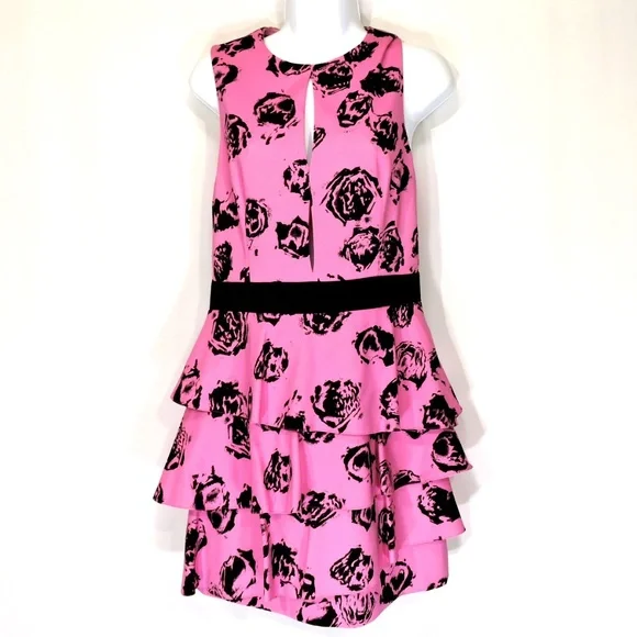 open lace back dress 1980s EMANUEL UNGARO Silk Jersey Floral Dress main image 1